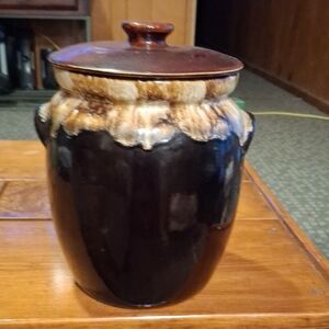 Roseville Pottery brown drip glaze pot?